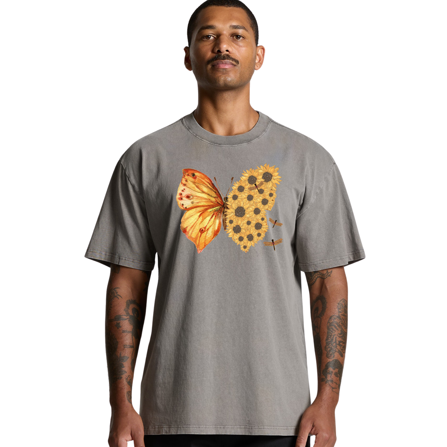 Mens Flutterby Sunflower Heavy Tee