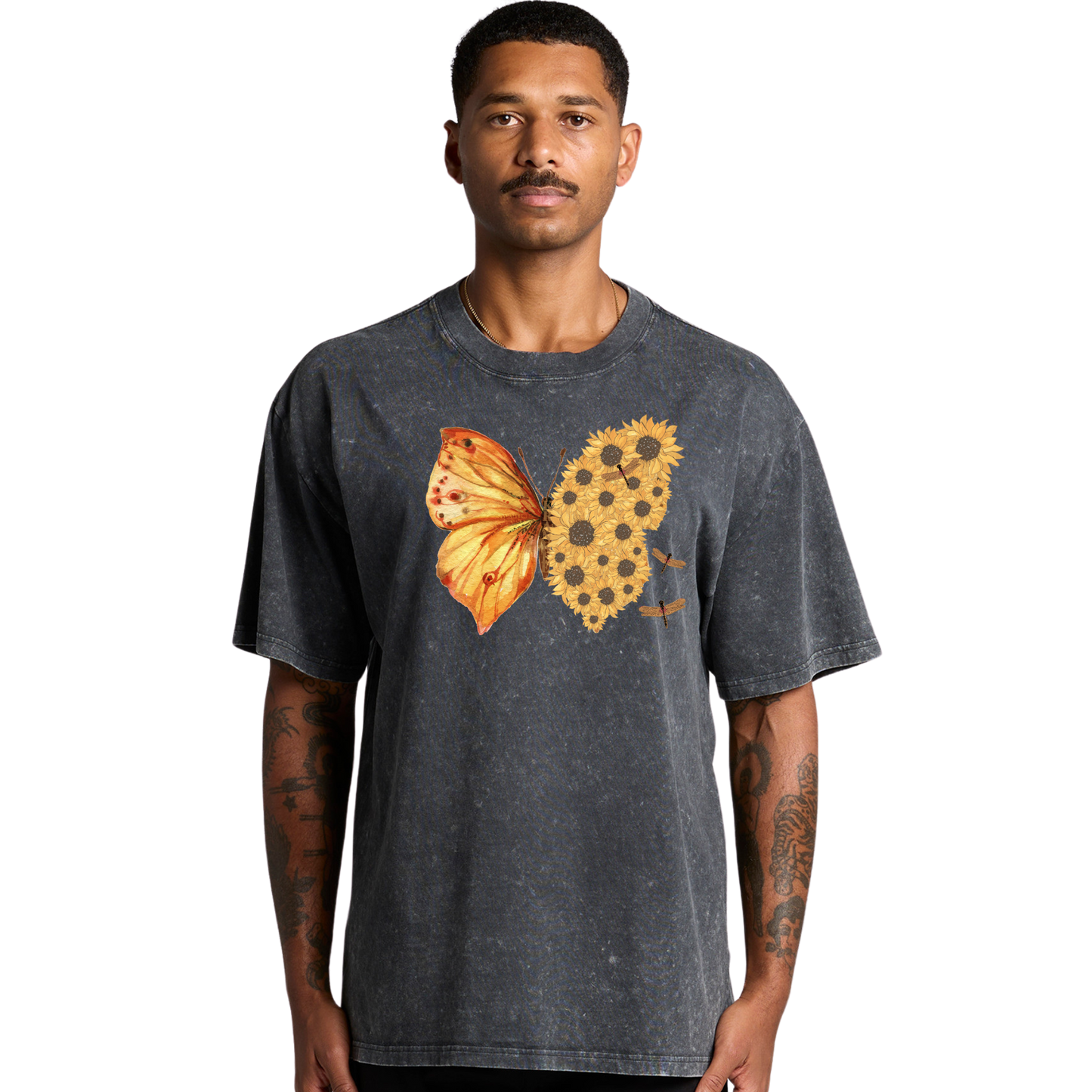 Mens Flutterby Sunflower Heavy Tee
