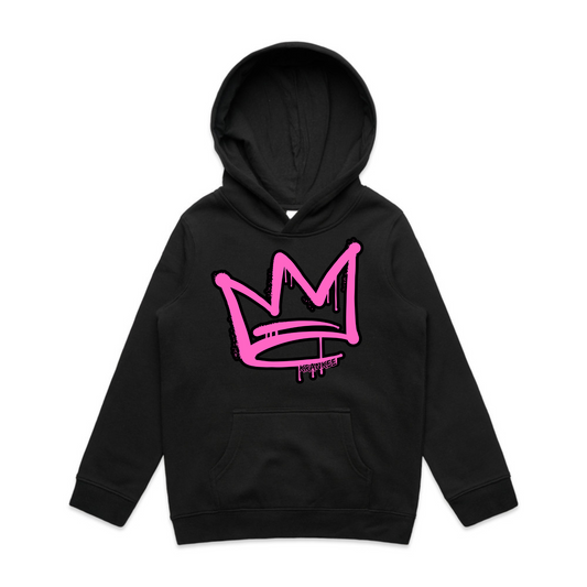 Pink Crown Front - Kids Hoodie