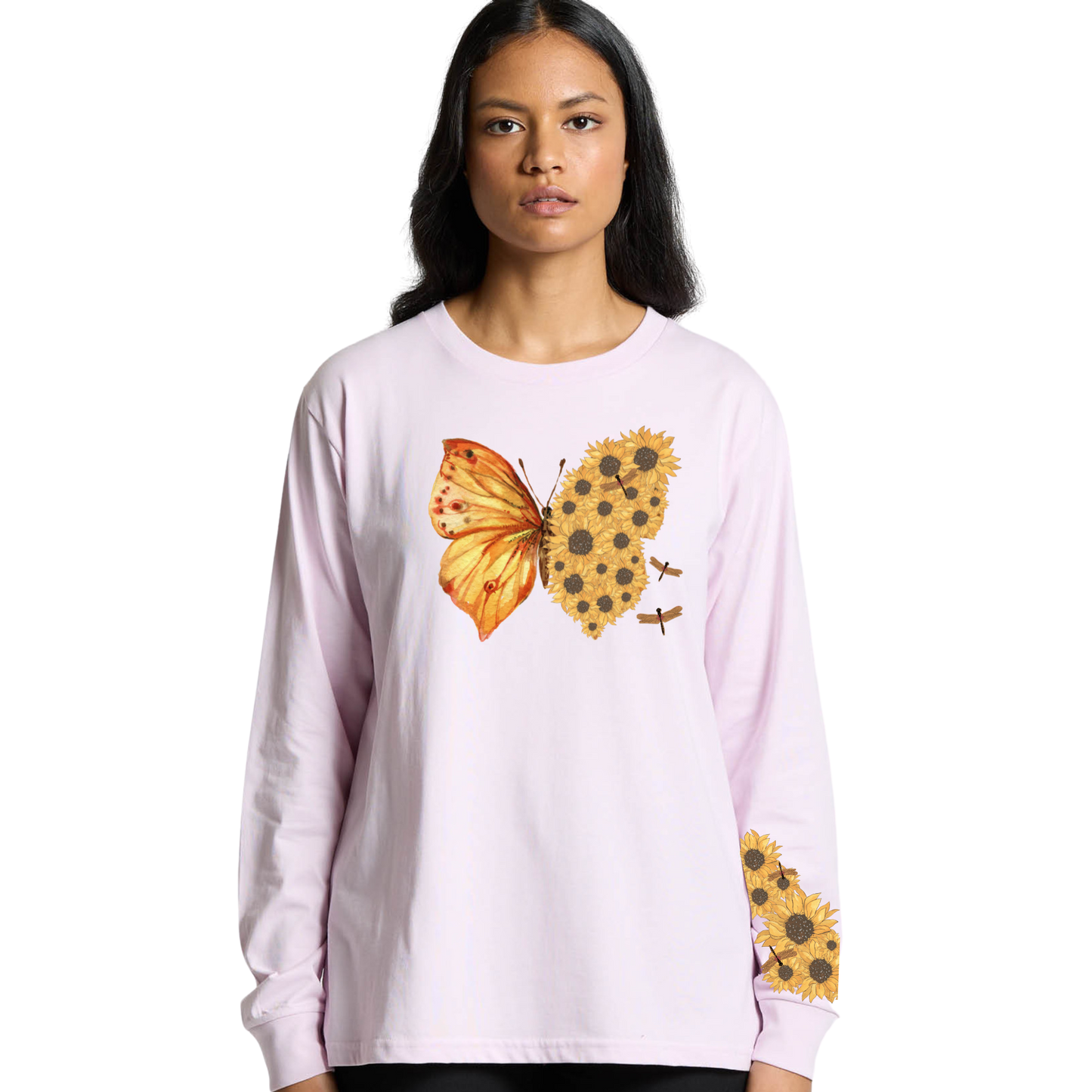 Womens Flutterby Sunflower Long Sleeve