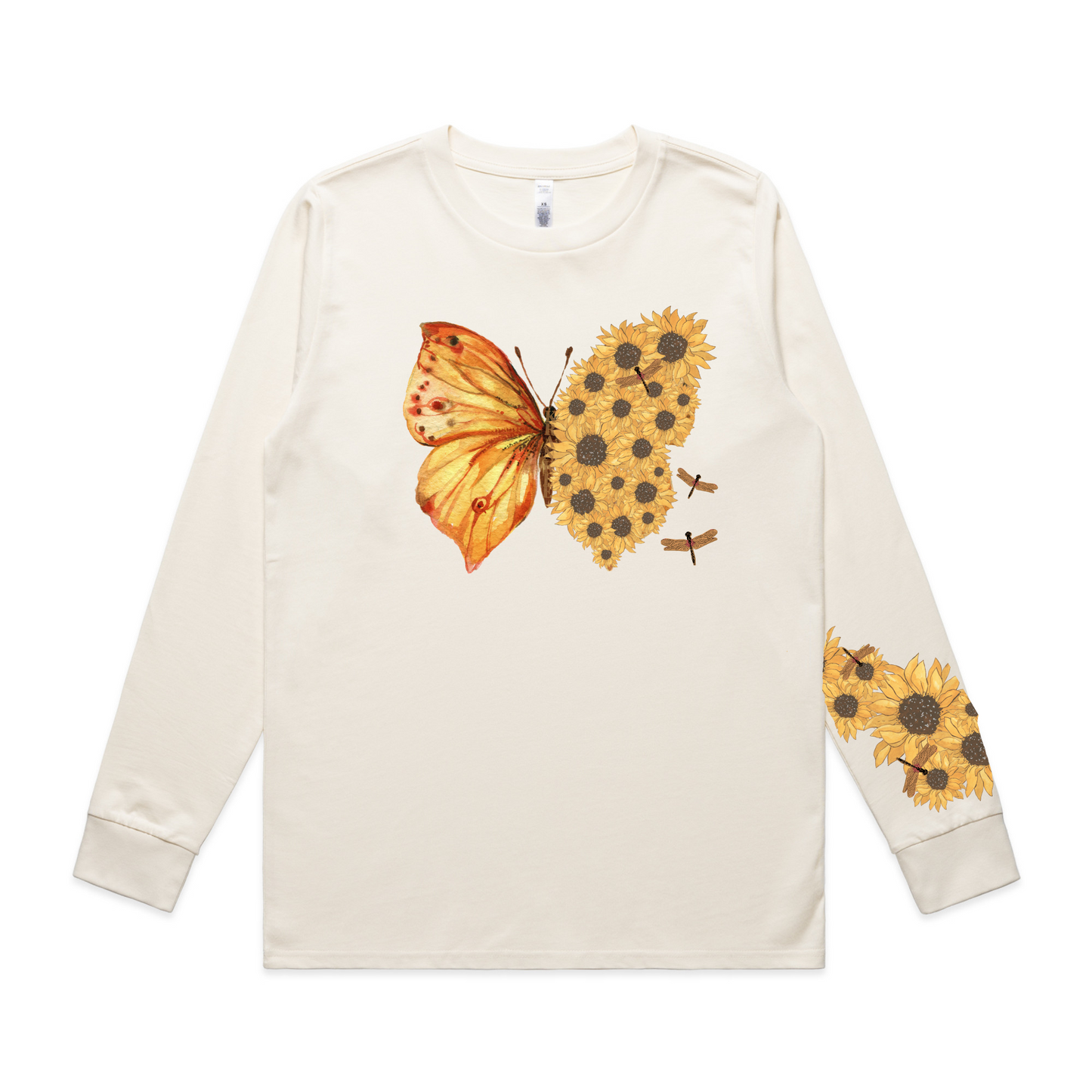 Womens Flutterby Sunflower Long Sleeve