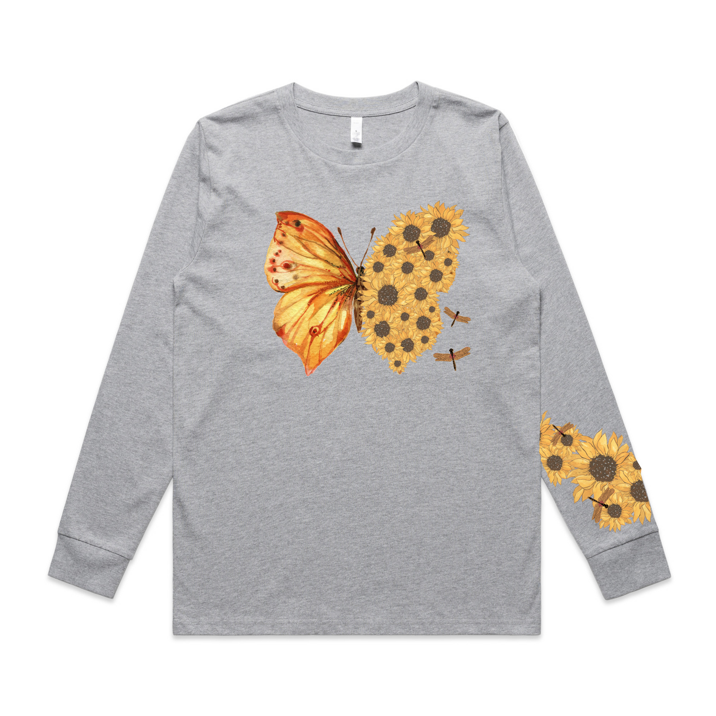 Womens Flutterby Sunflower Long Sleeve