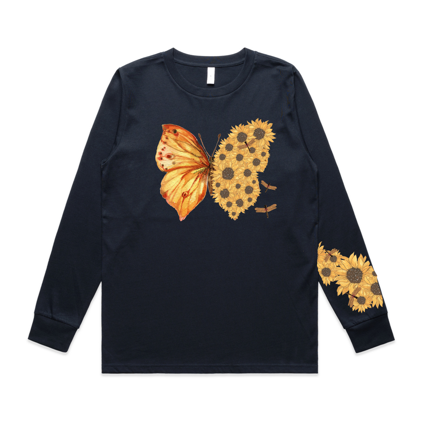 Womens Flutterby Sunflower Long Sleeve