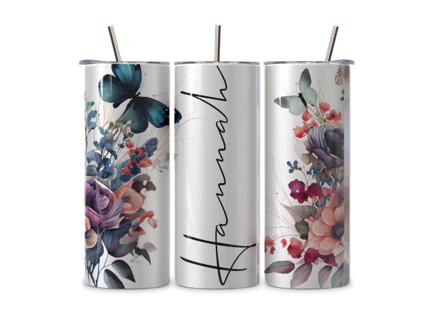 Butterfly Floral Name - Tumbler & Bottle