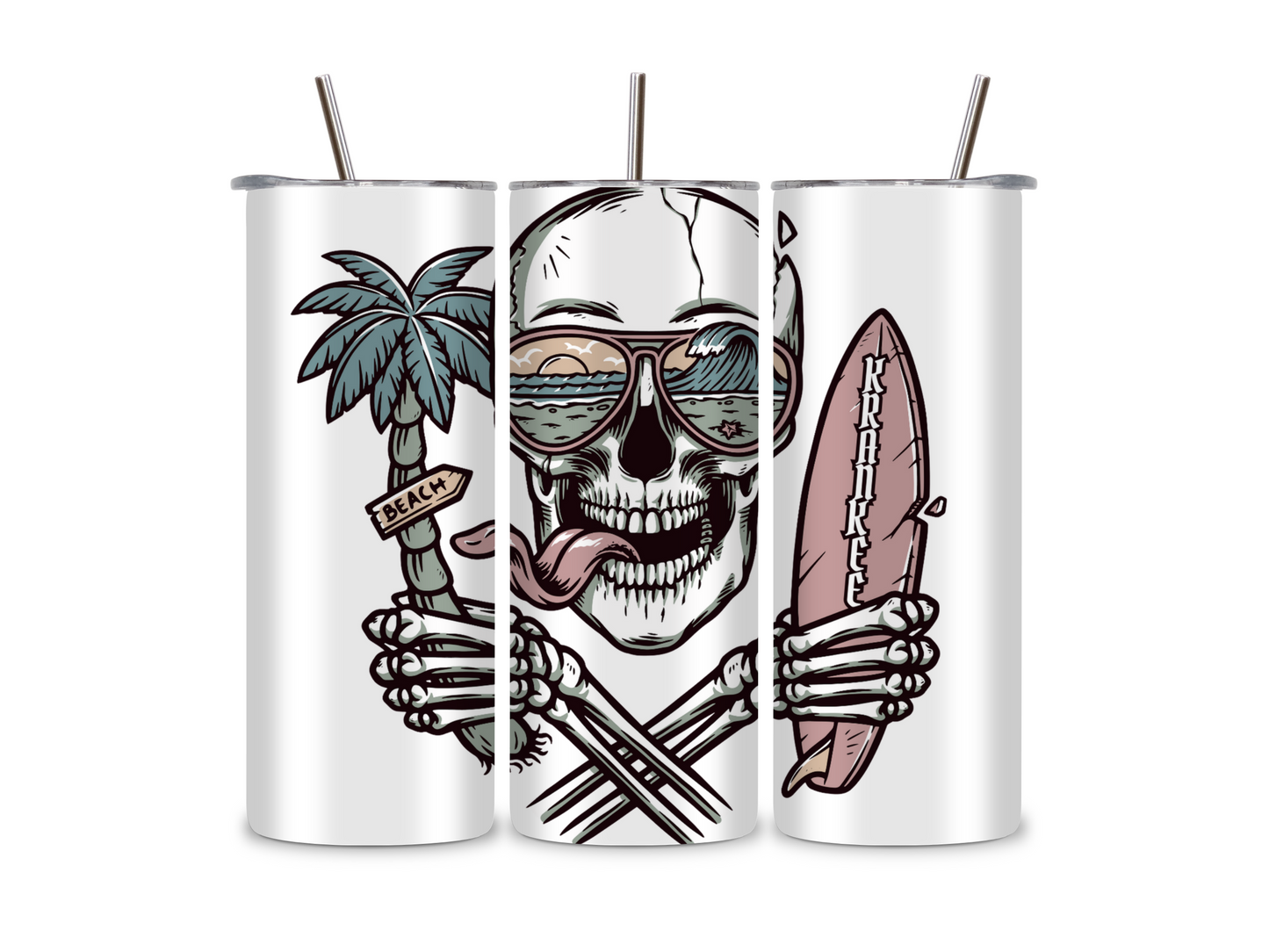 Krankee Surf Skull - Tumbler & Bottle