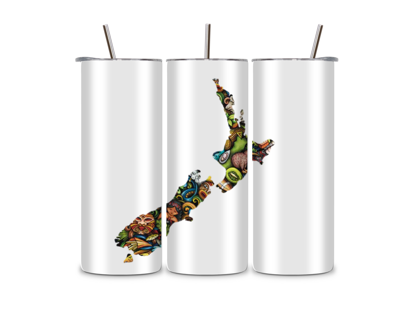 NZ Map Collage - Tumbler & Bottle