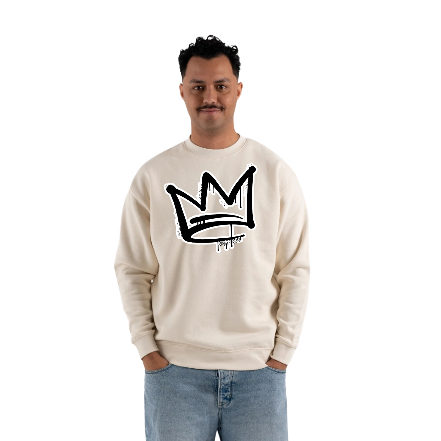 B/W Front Crown - Mens Crew Neck