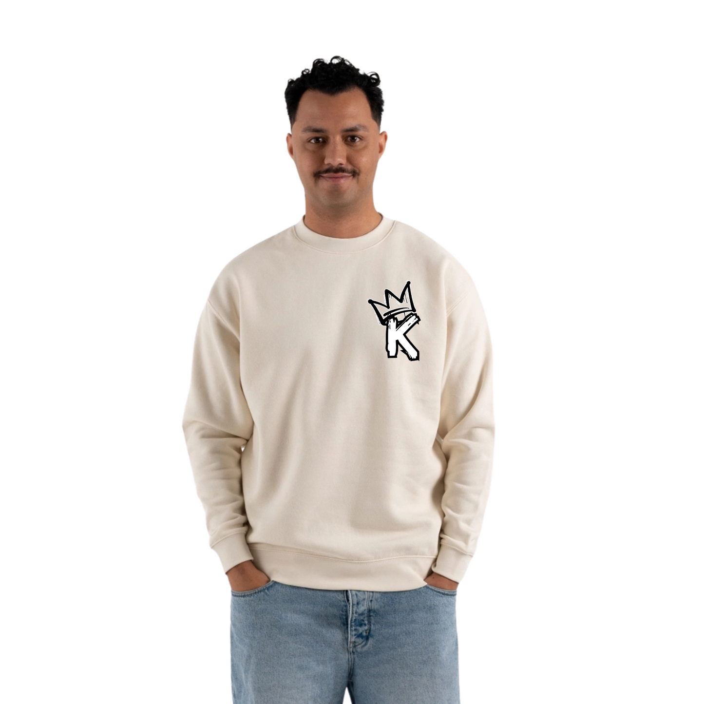 B/W Back Crown - Mens Crew Neck