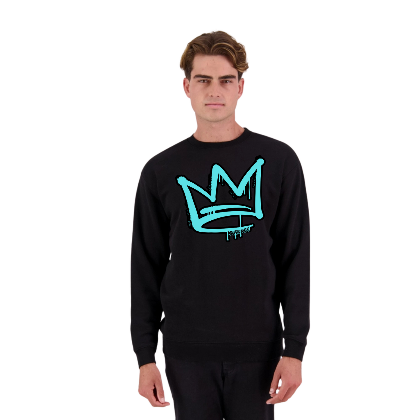 Aqua Front Crown - Mens Crew Neck