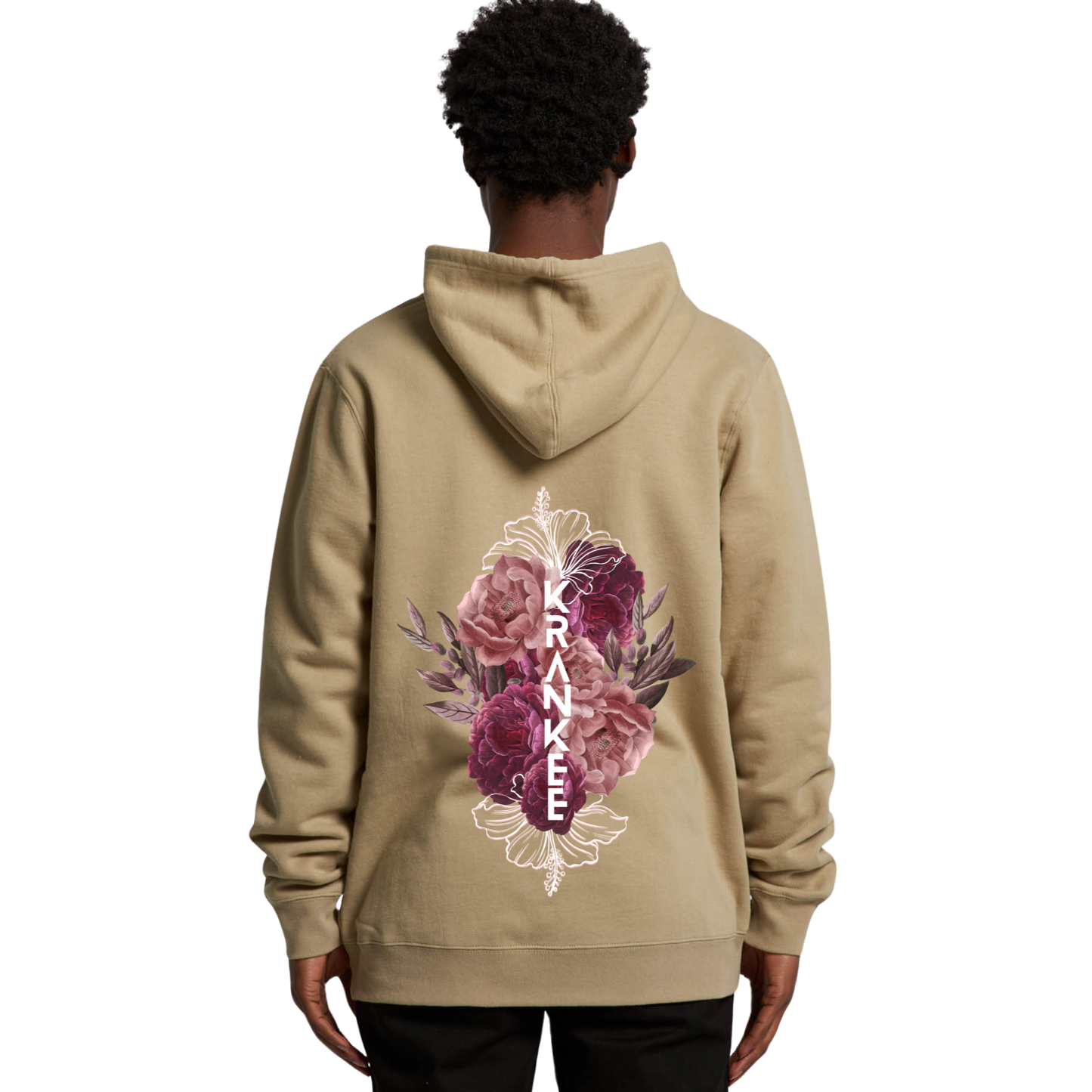 Mens Floral Back Hoodie