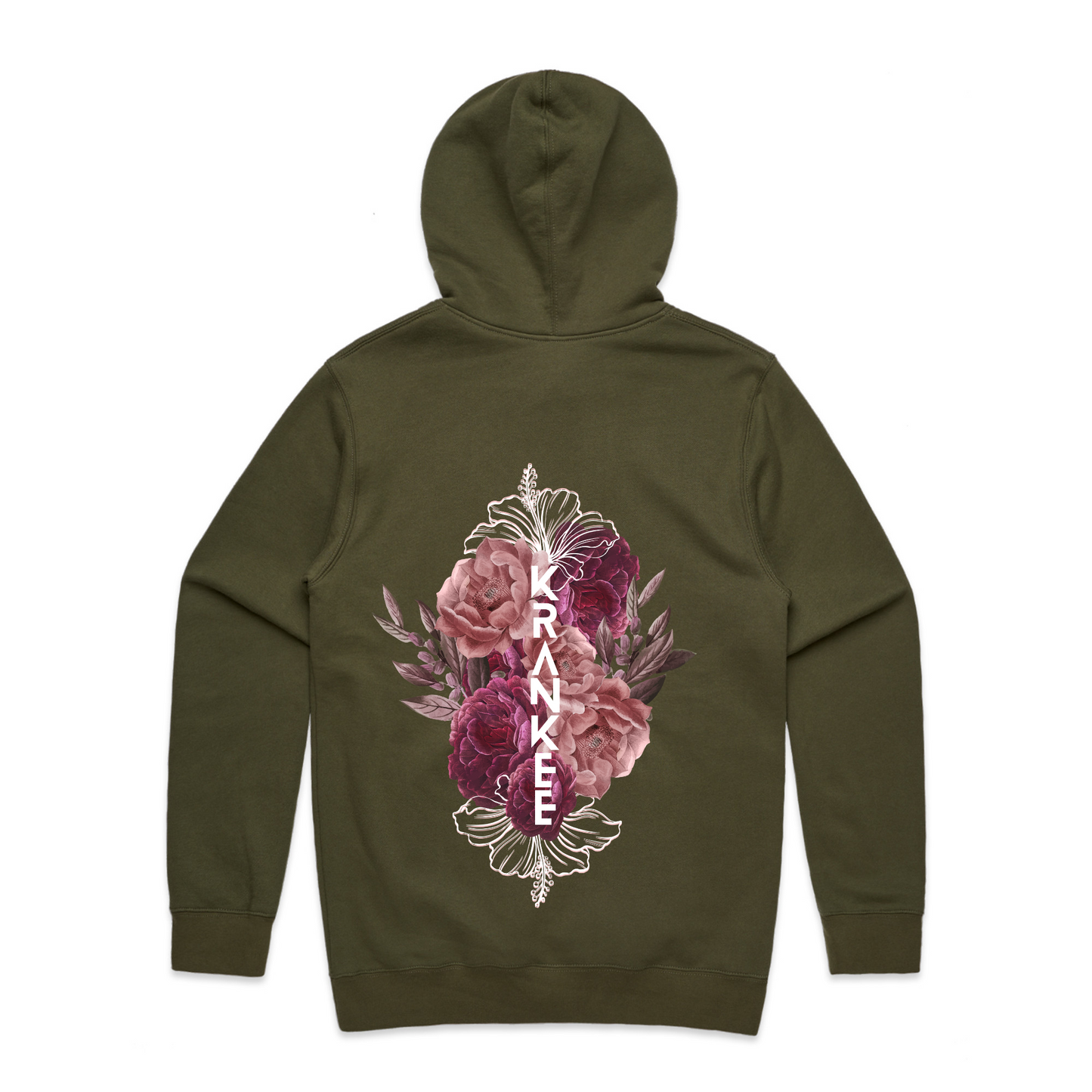 Mens Floral Back Hoodie