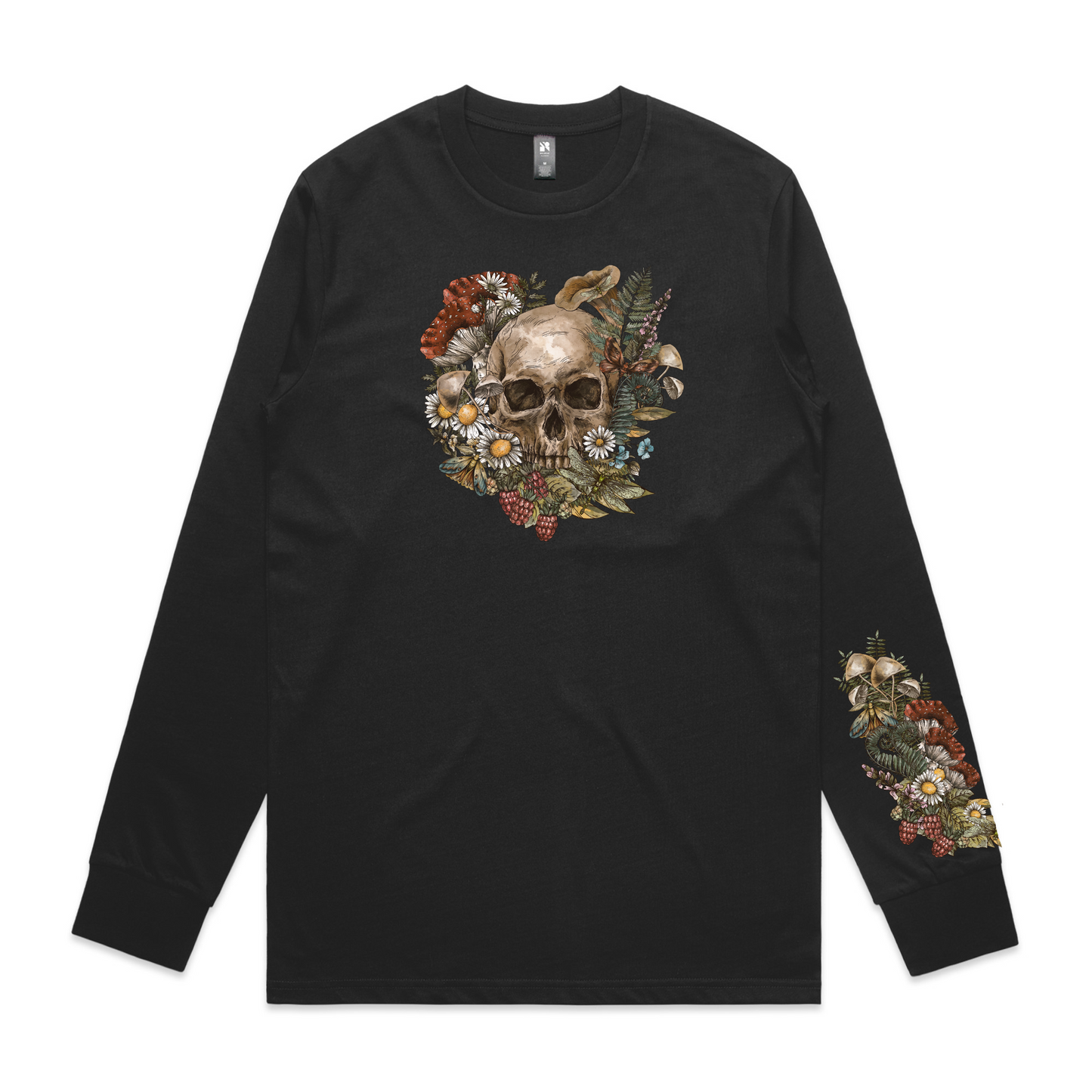 Mens Wild Flora Skull Long Sleeve