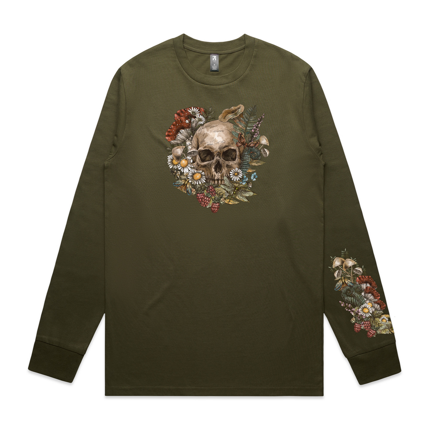 Mens Wild Flora Skull Long Sleeve
