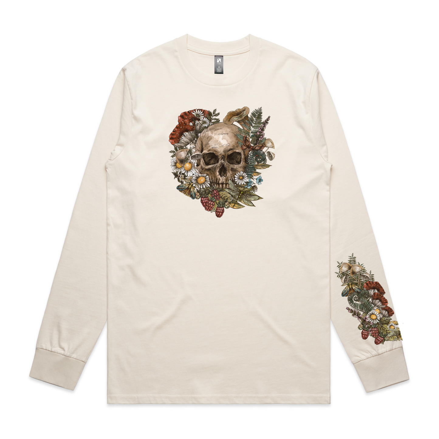 Mens Wild Flora Skull Long Sleeve