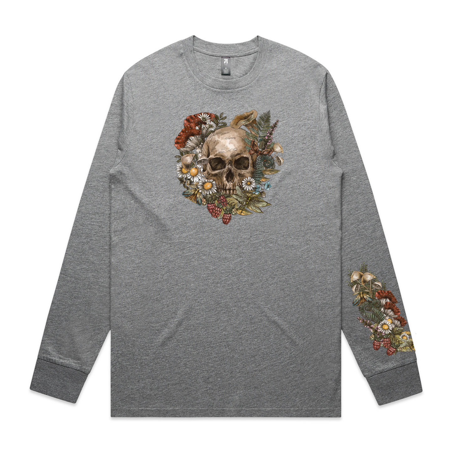 Mens Wild Flora Skull Long Sleeve