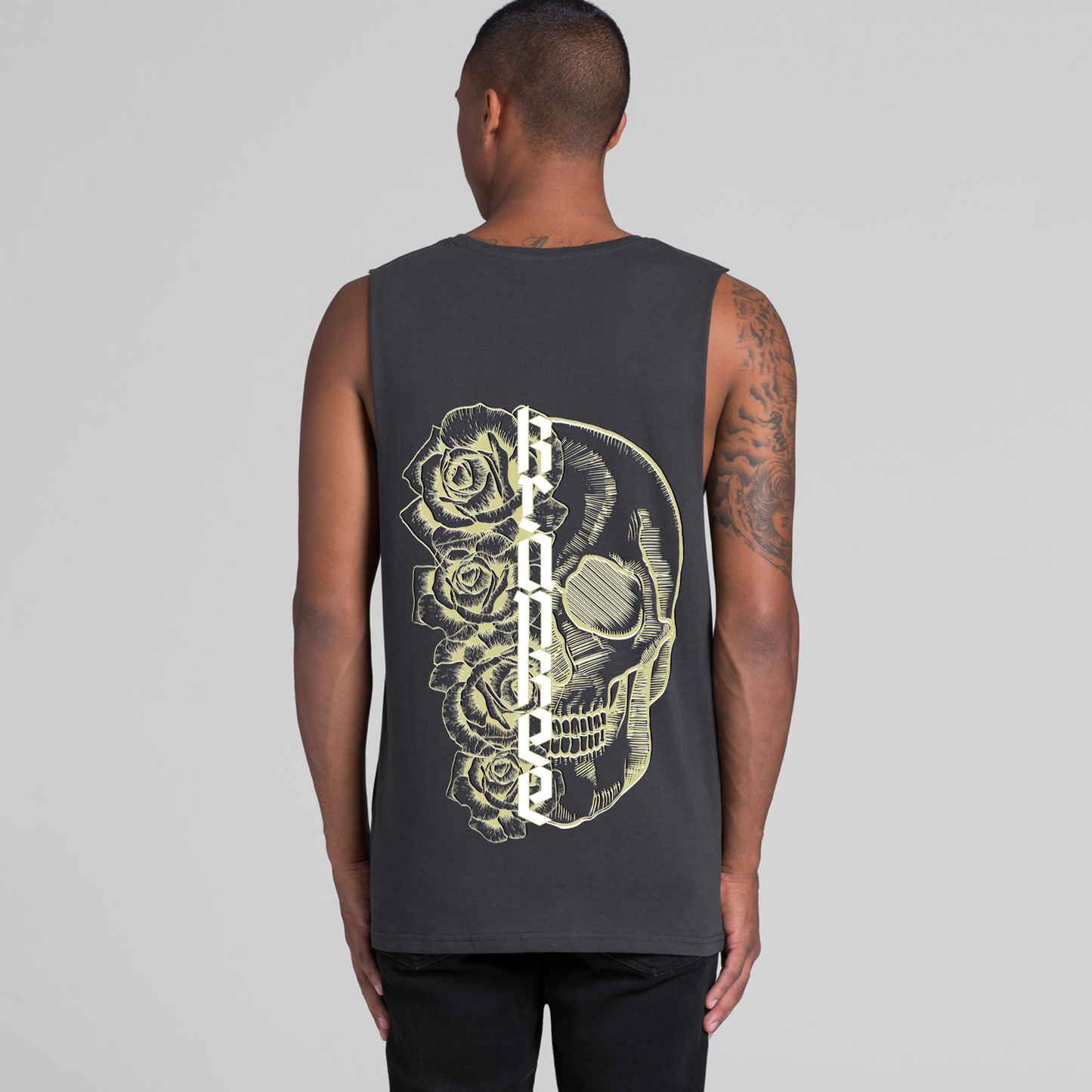 Mens Metallic Skull Low Armpit Tank