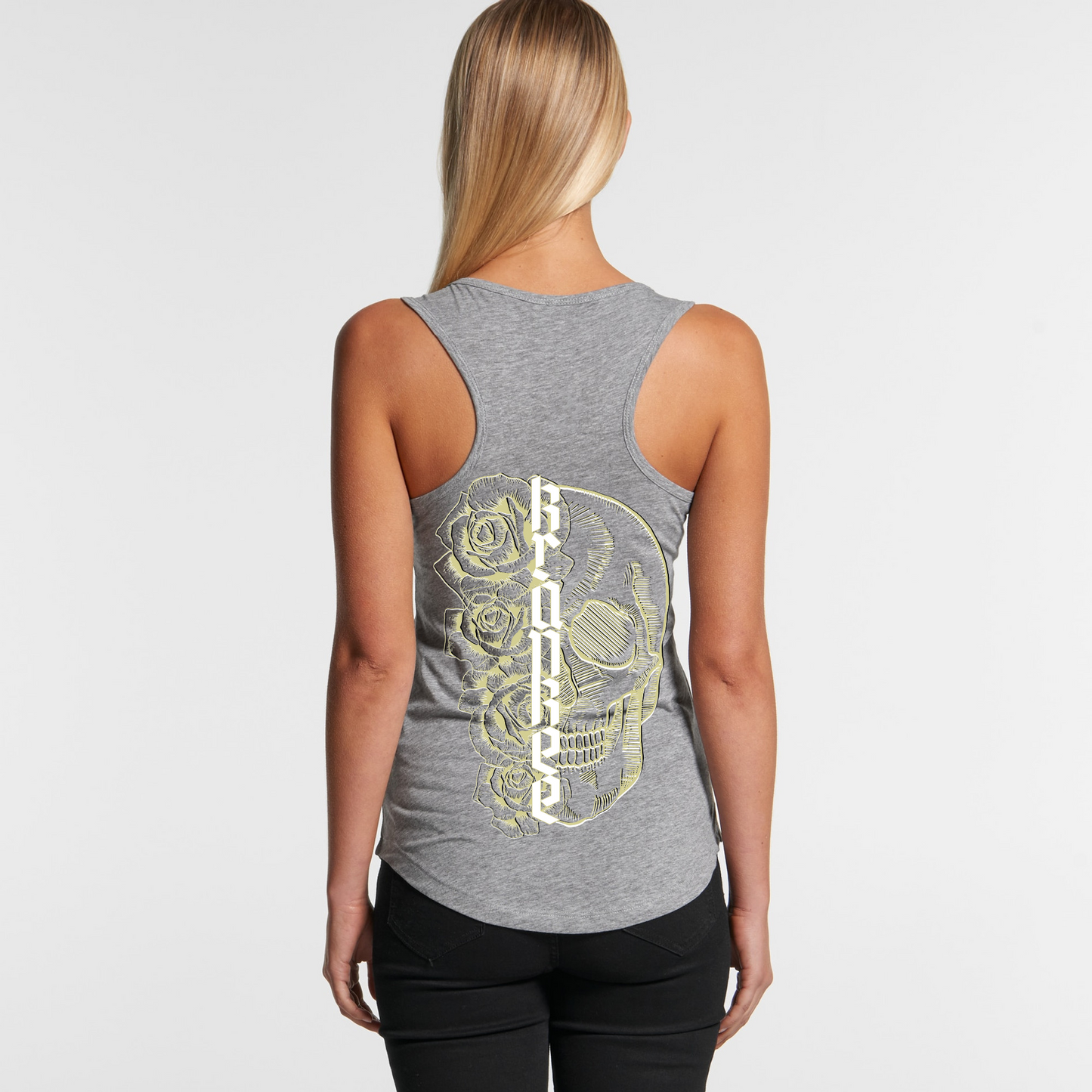 Womens Metallic Skull Racerback