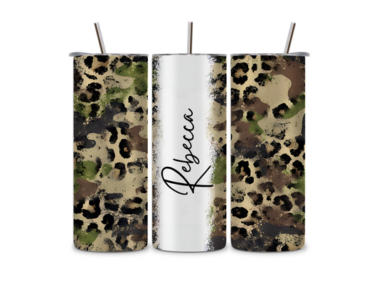 Leopard Camo Name - Tumbler & Bottle
