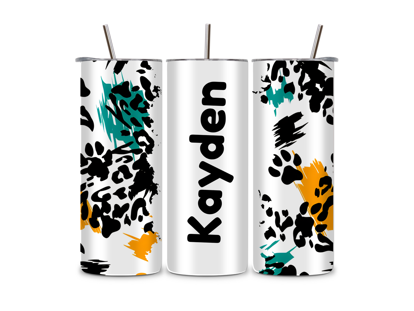 Leopard Splatter Name - Tumbler & Bottle