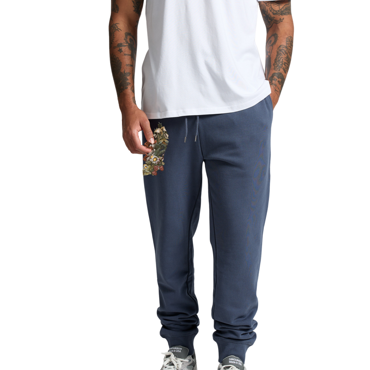 Unisex Wild Flora Skull Slim Track Pants