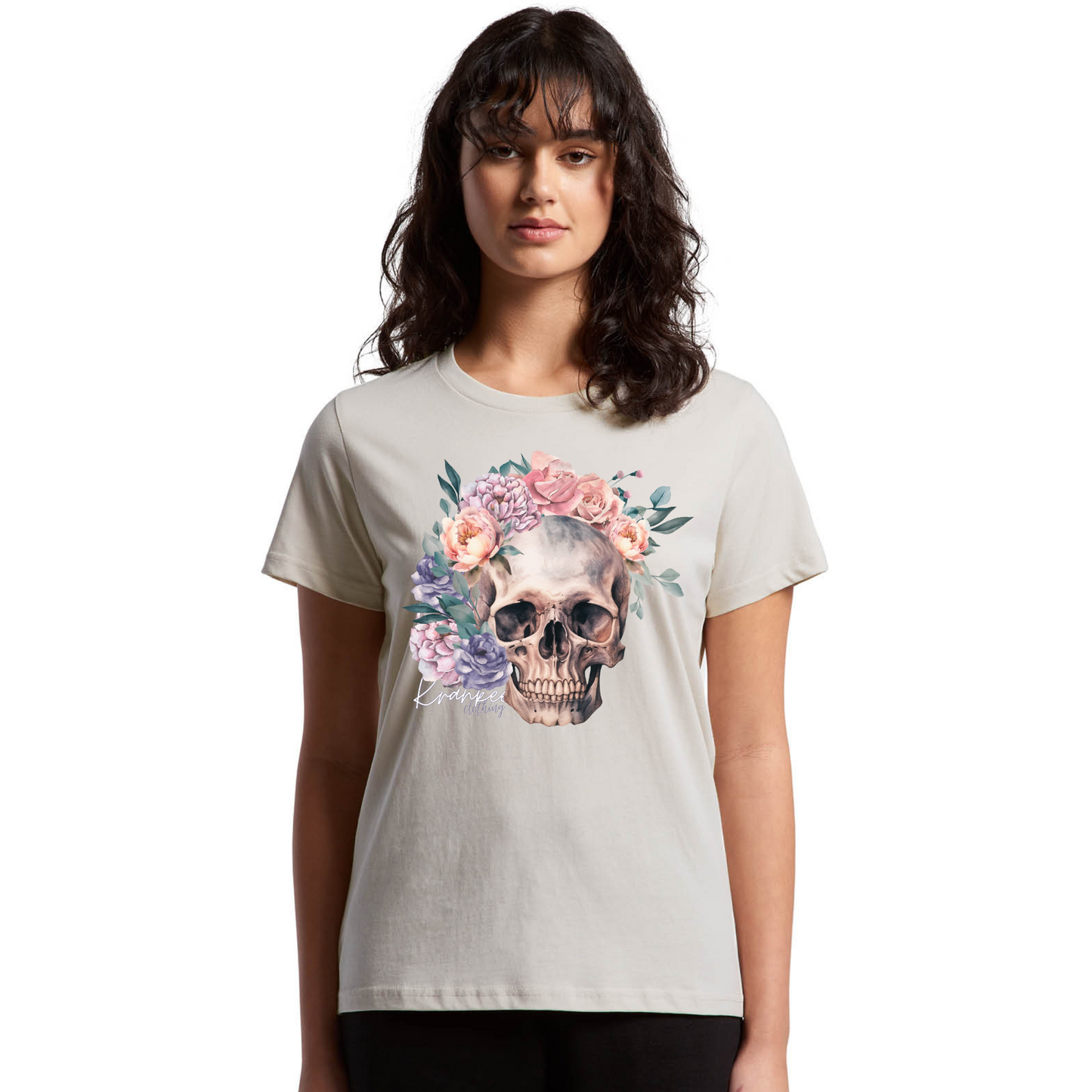 Womens Floral Skull Tee