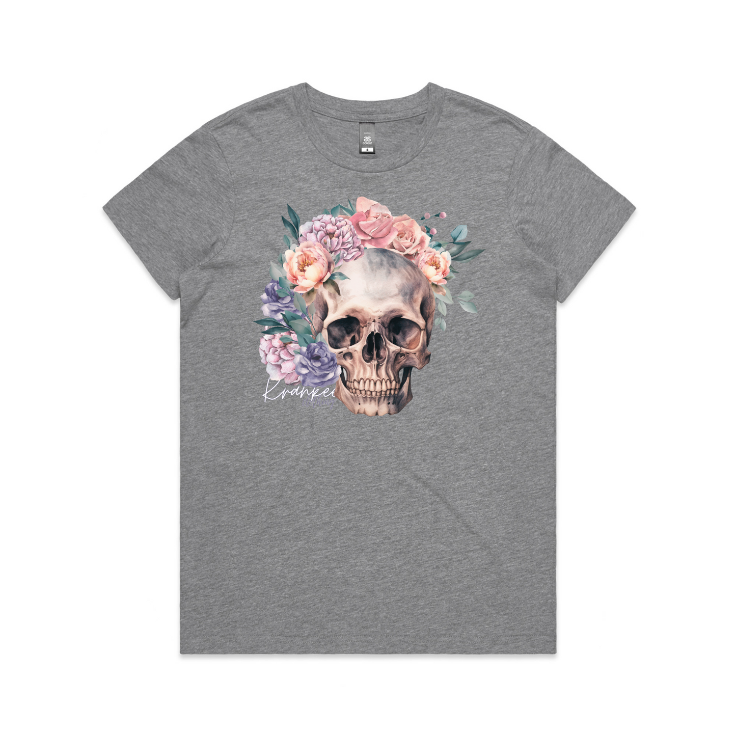 Womens Floral Skull Tee