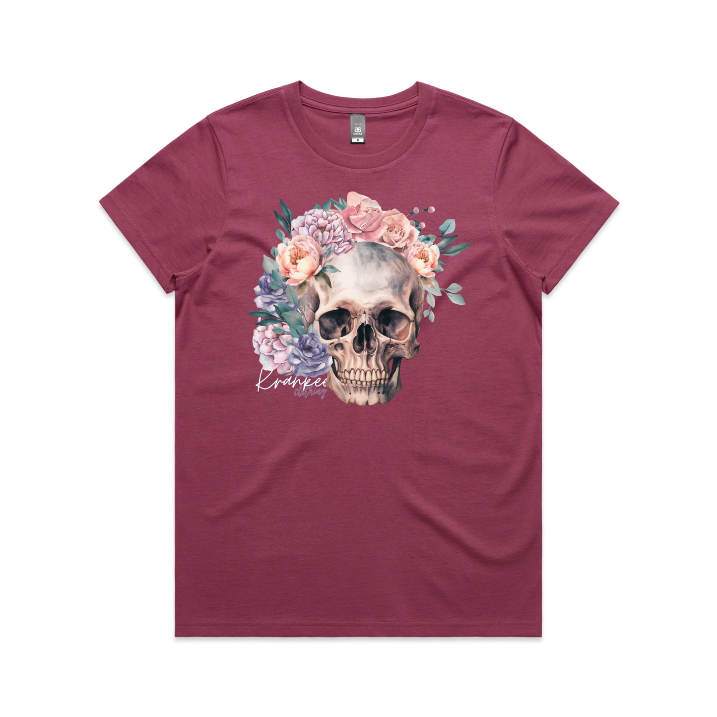 Womens Floral Skull Tee