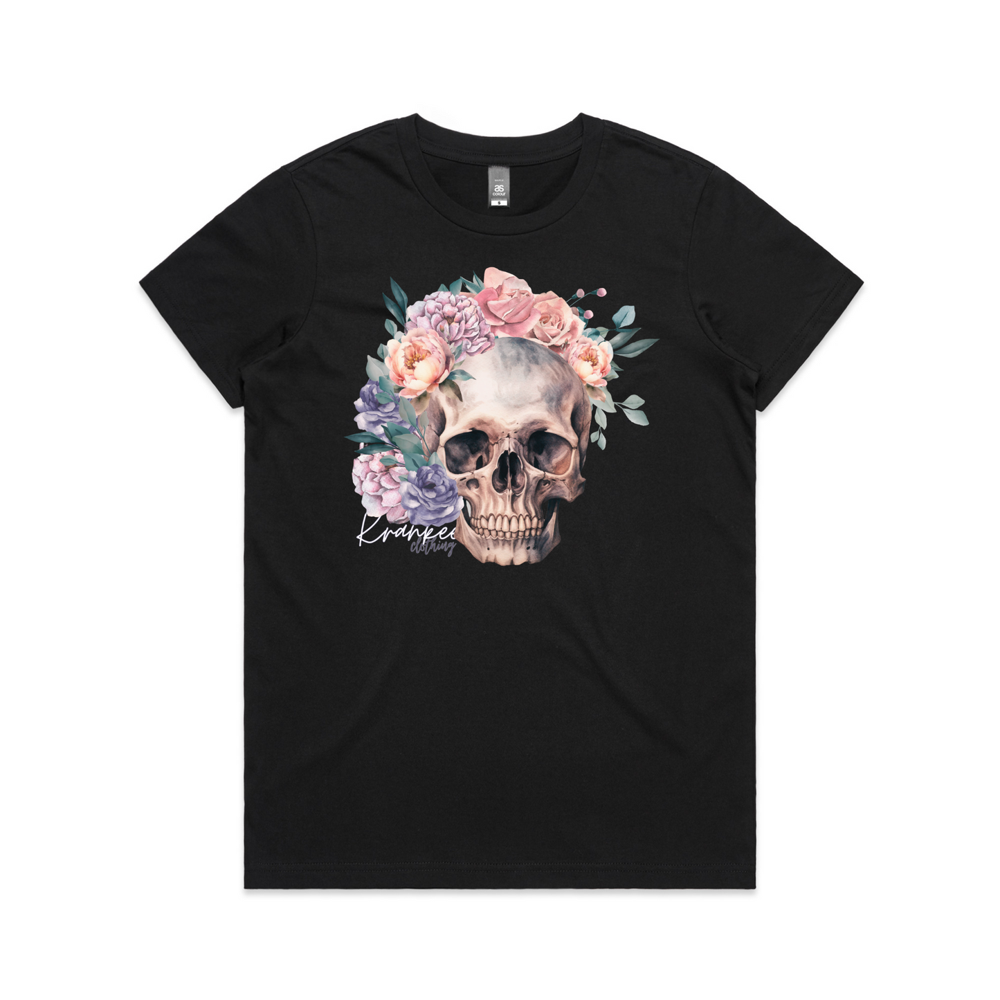 Womens Floral Skull Tee