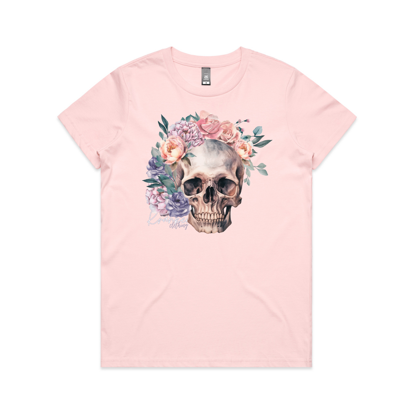 Womens Floral Skull Tee