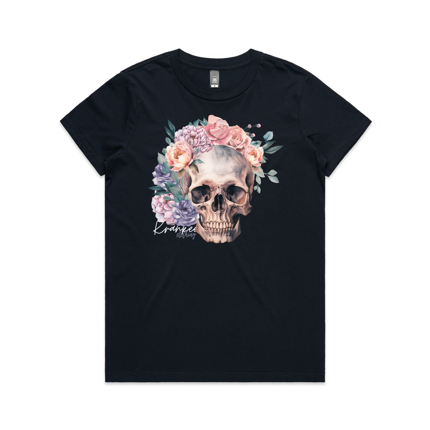 Womens Floral Skull Tee