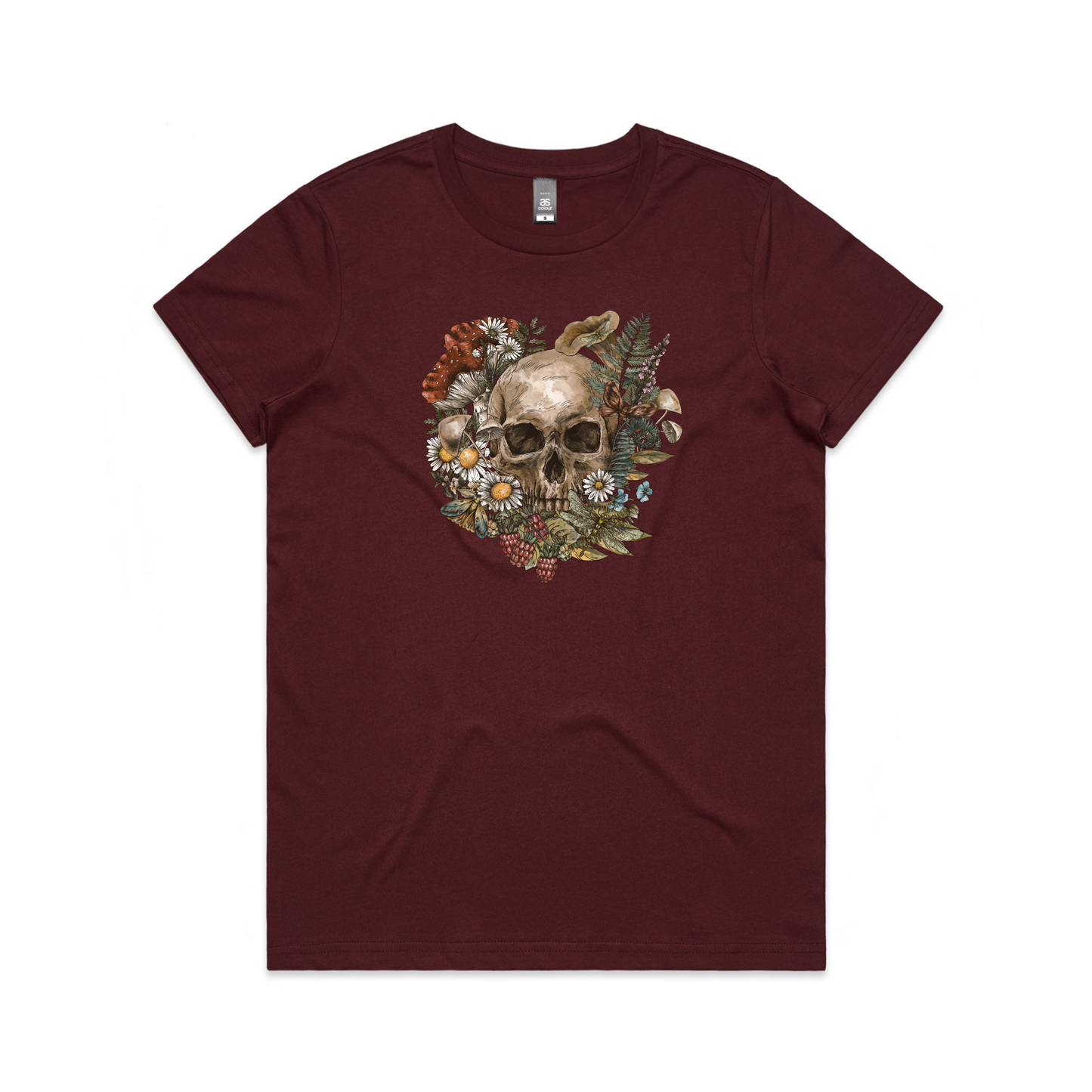 Womens Wild Flora Skull Tee