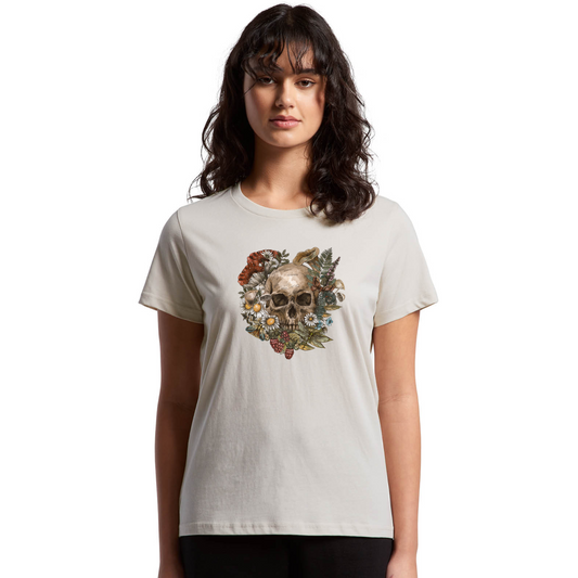 Womens Wild Flora Skull Tee
