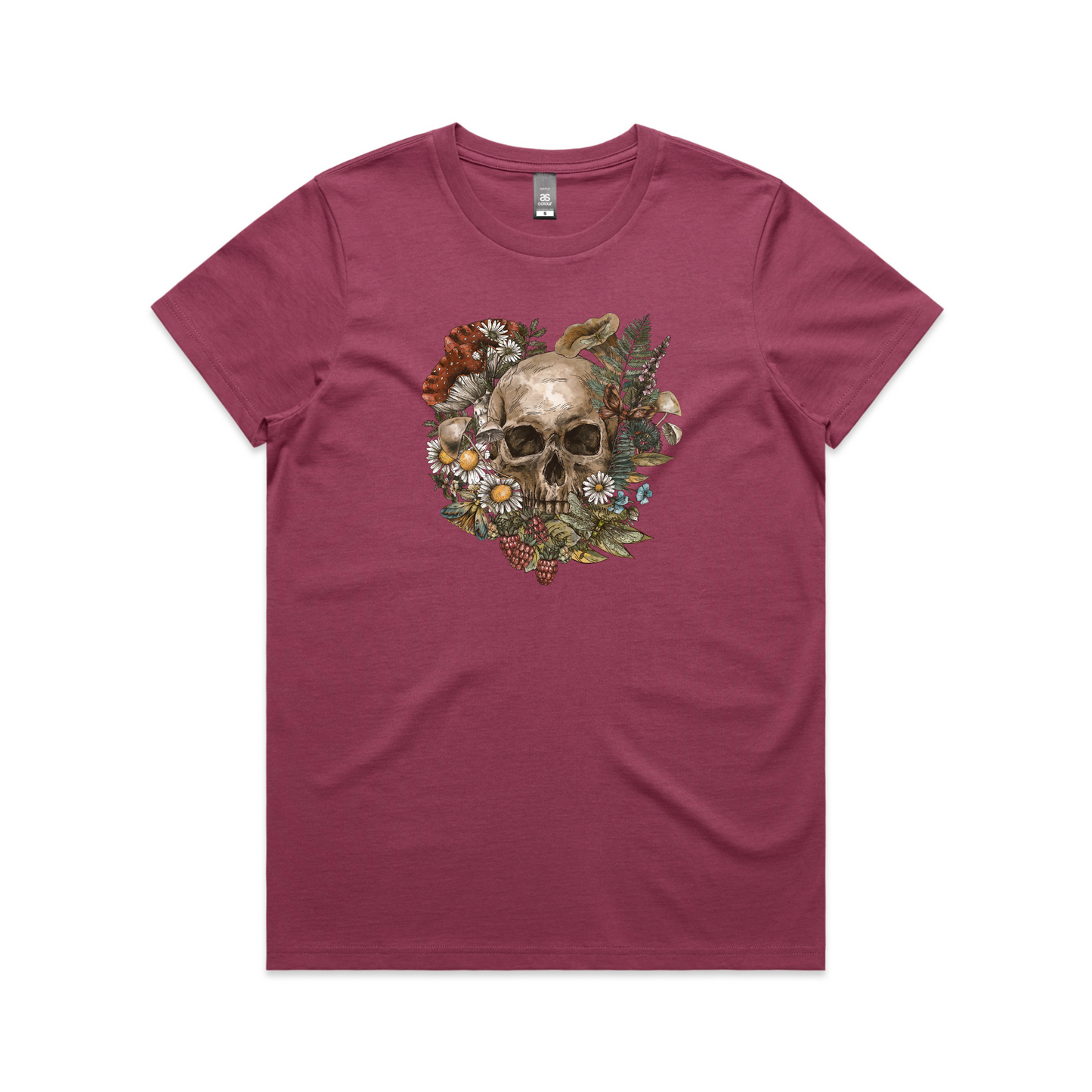 Womens Wild Flora Skull Tee