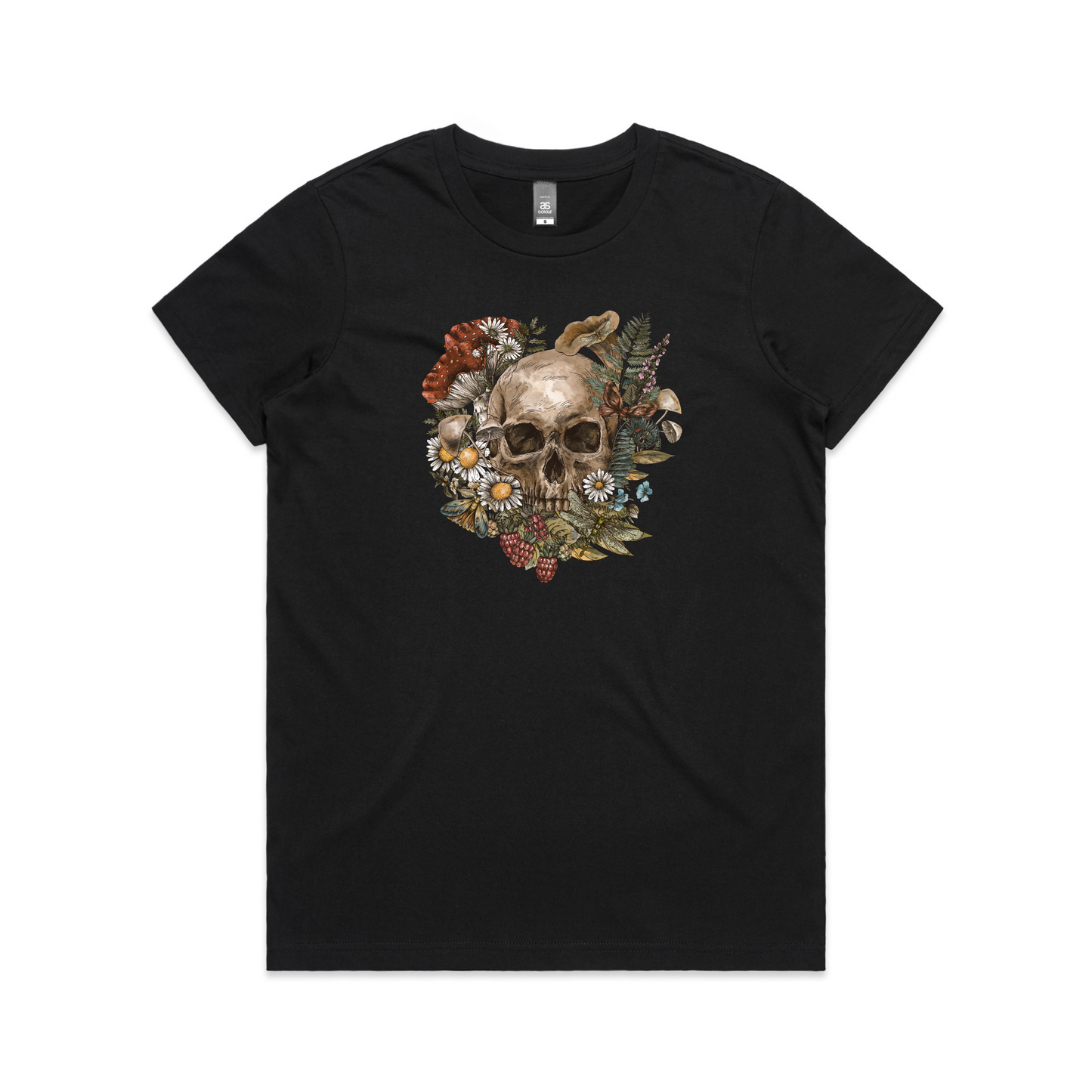 Womens Wild Flora Skull Tee