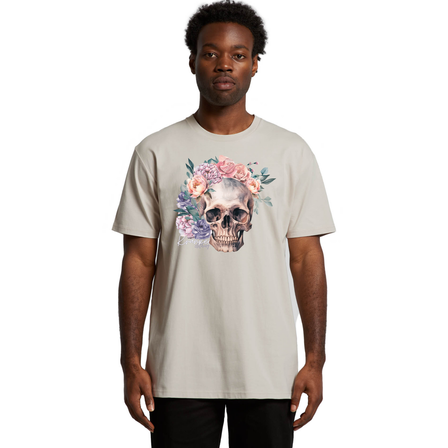 Mens Floral Skull Tee