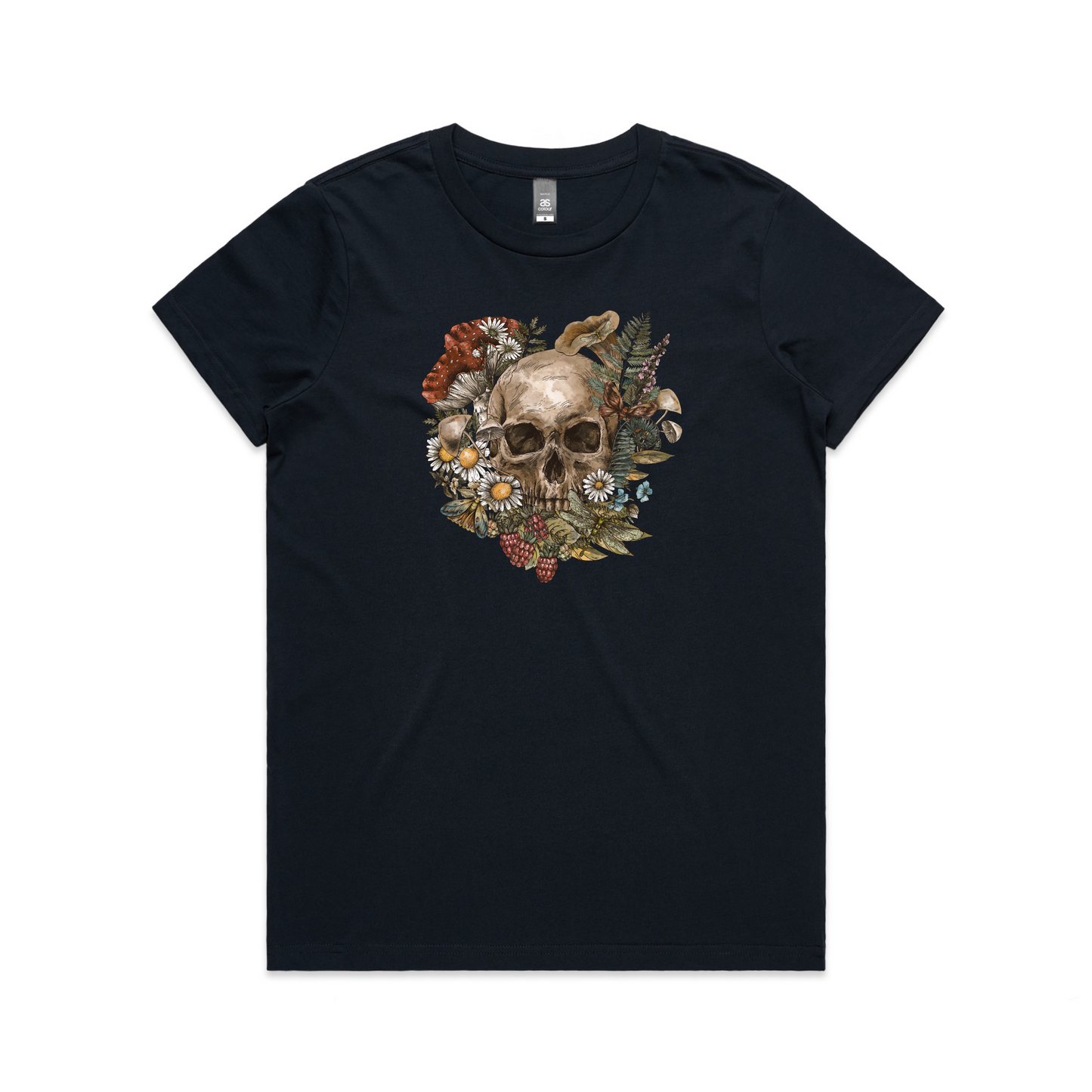 Womens Wild Flora Skull Tee