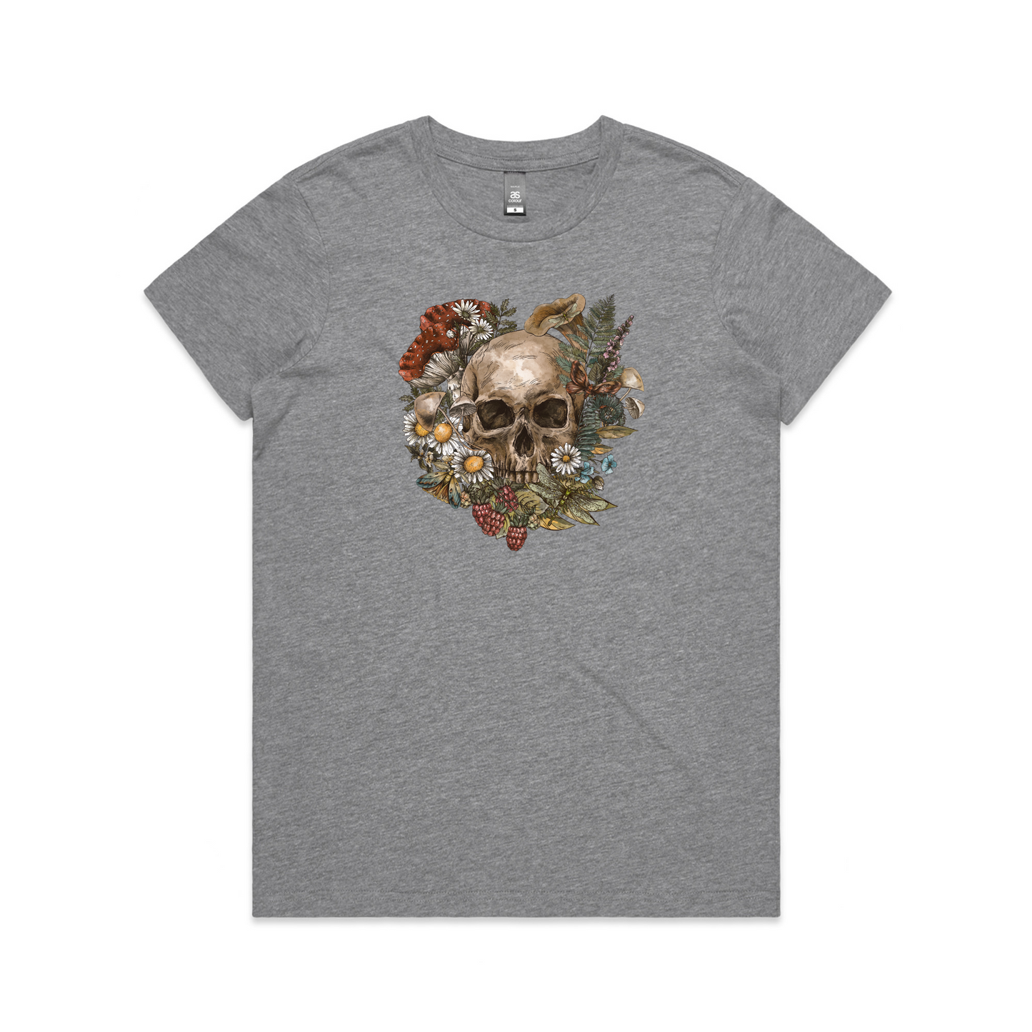 Womens Wild Flora Skull Tee