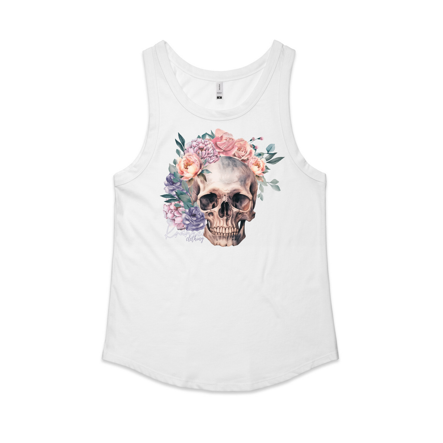 Womens Floral Skull Singlet