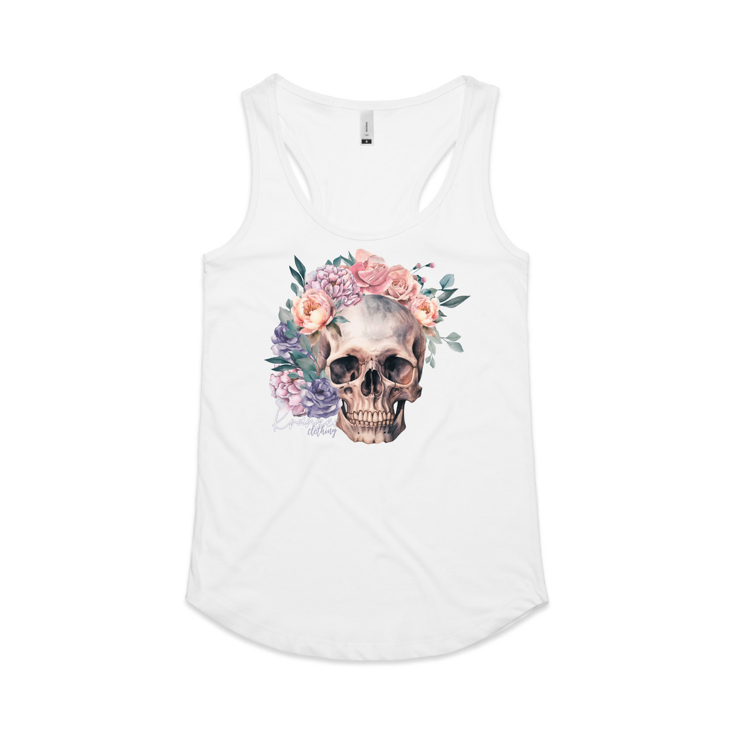 Womens Floral Skull Racerback