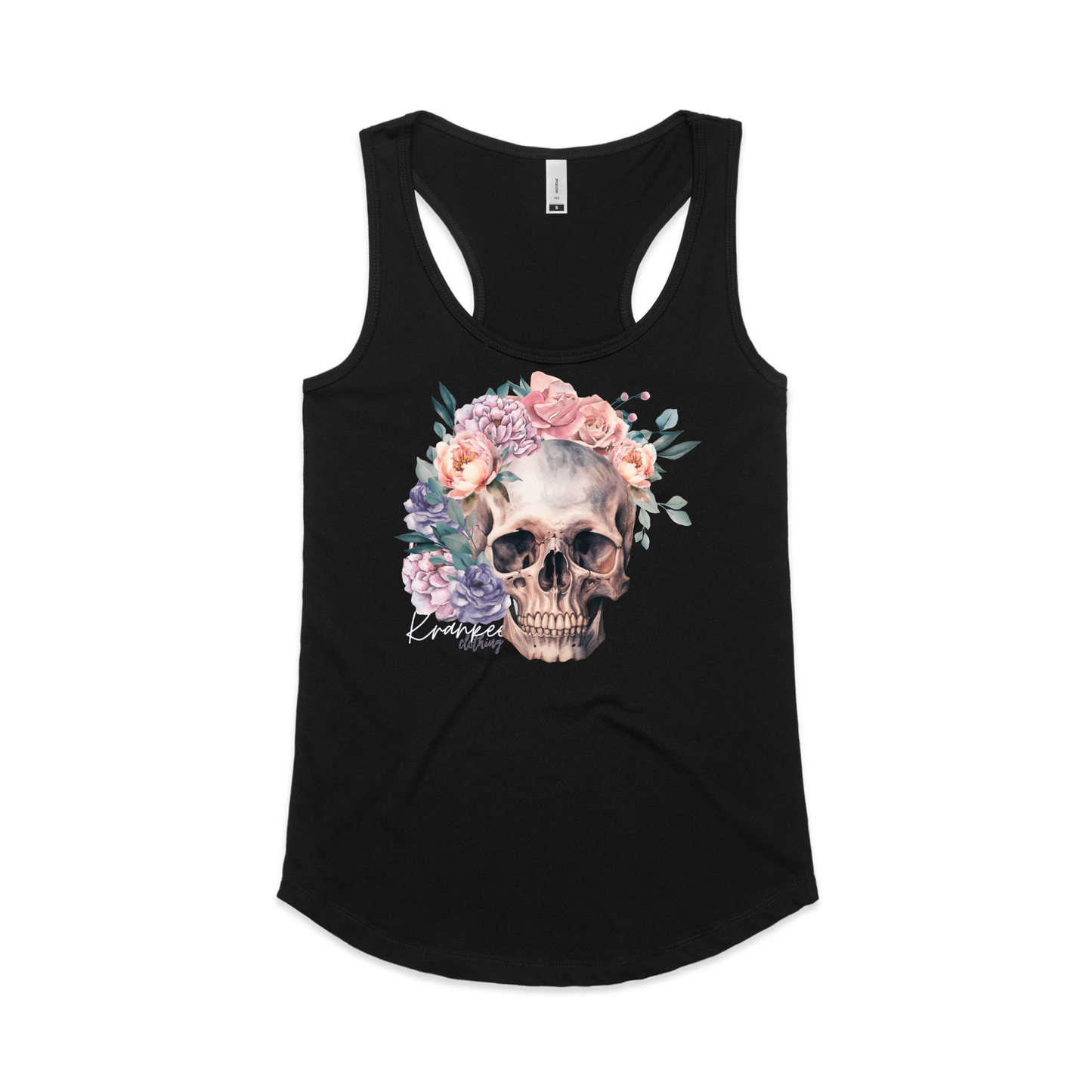 Womens Floral Skull Racerback