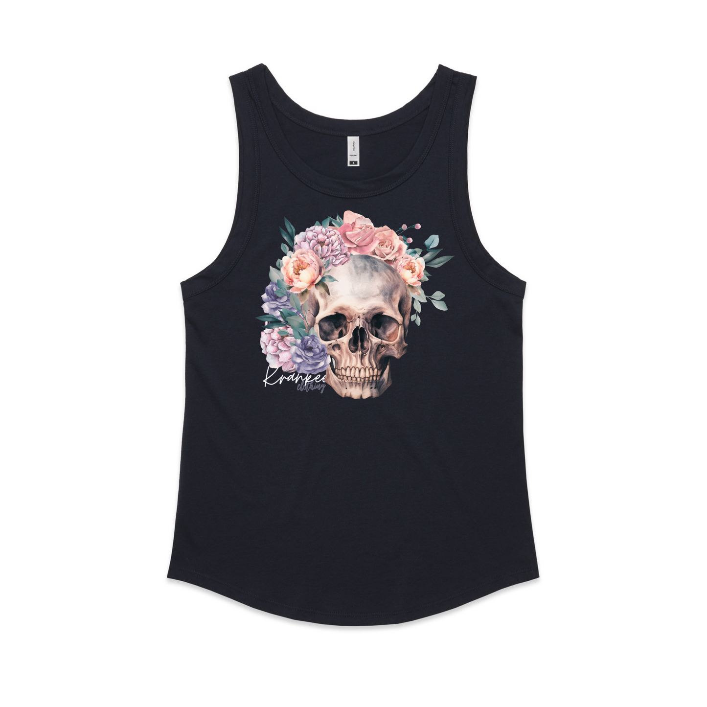 Womens Floral Skull Singlet