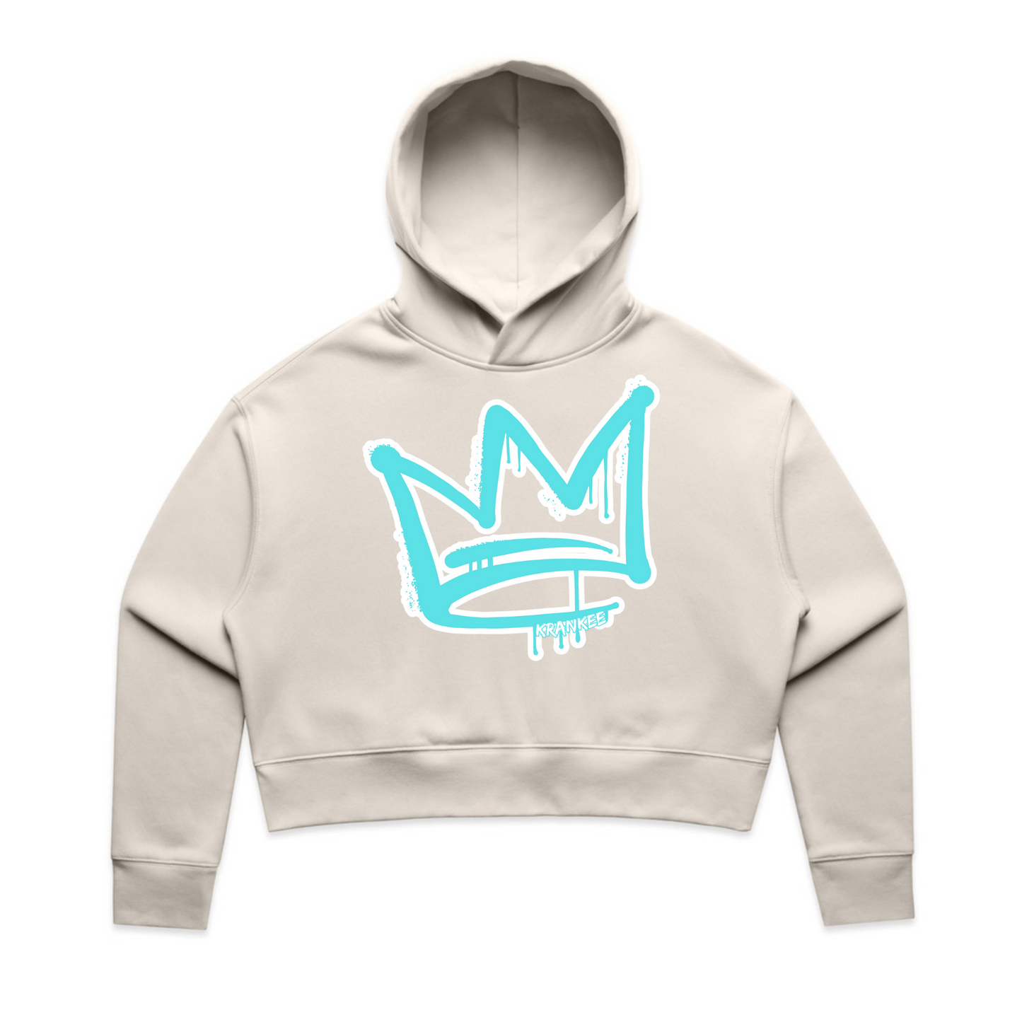 Aqua Front Crown - Womens Crop Hoodie