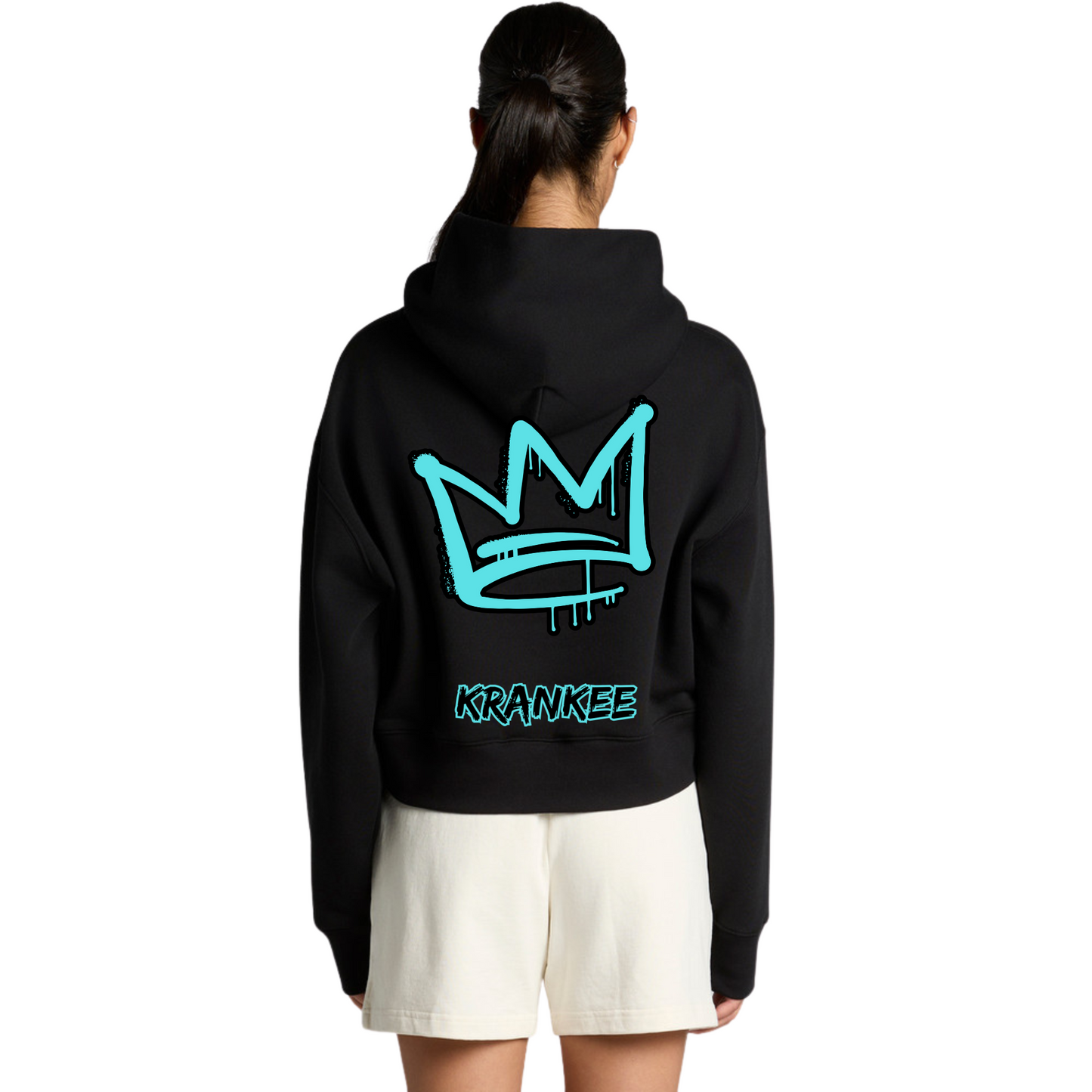 Aqua Back Crown - Womens Crop Hoodie