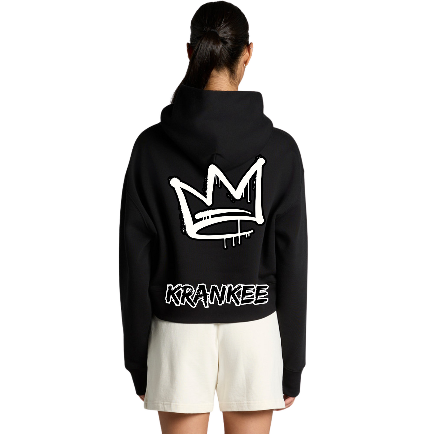B/W Back Crown - Womens Crop Hoodie