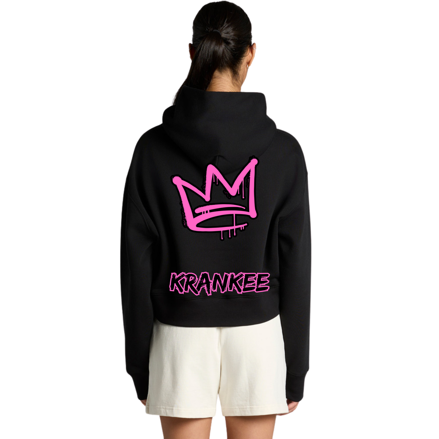 Pink Back Crown - Womens Crop Hoodie