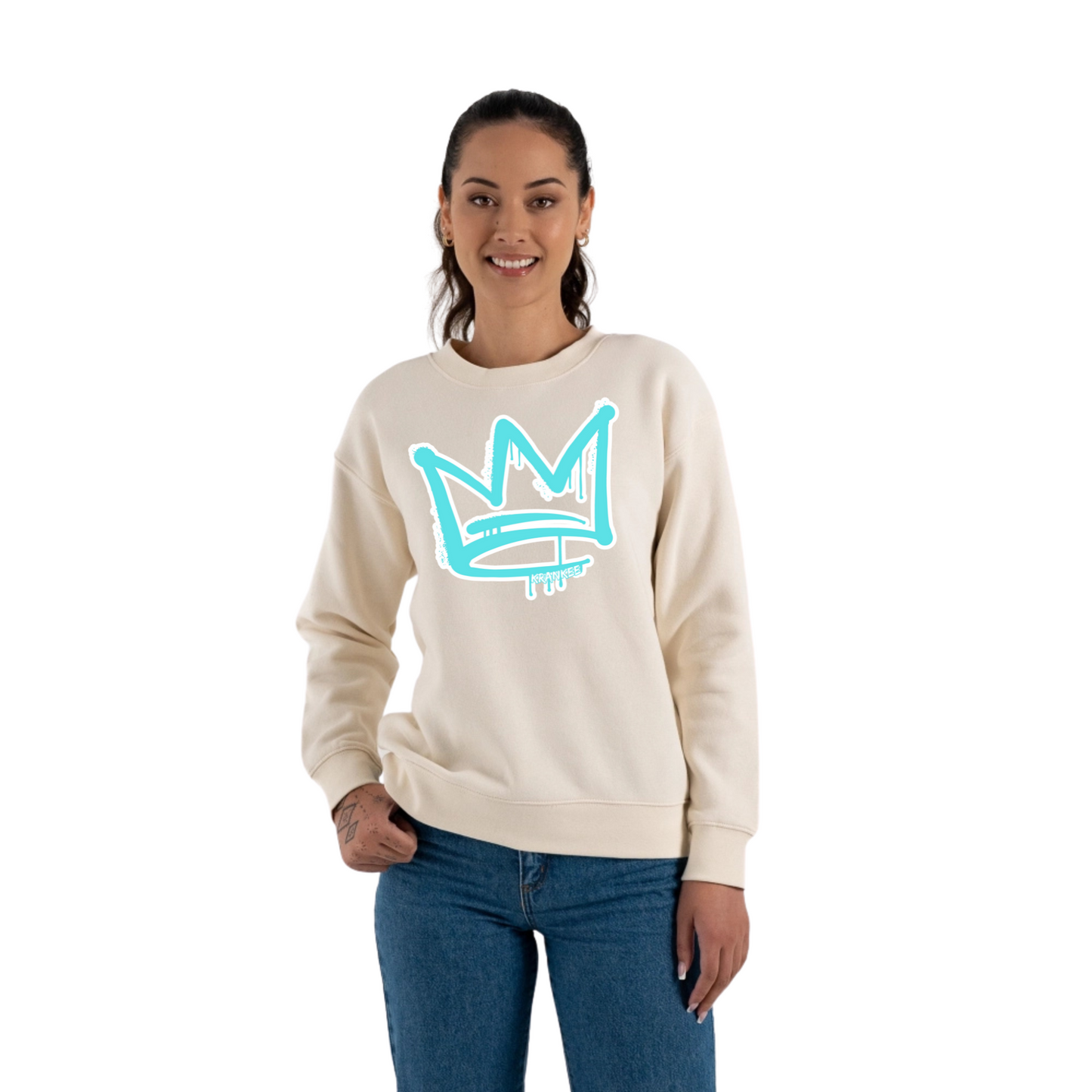 Aqua Front Crown - Womens Crew Neck