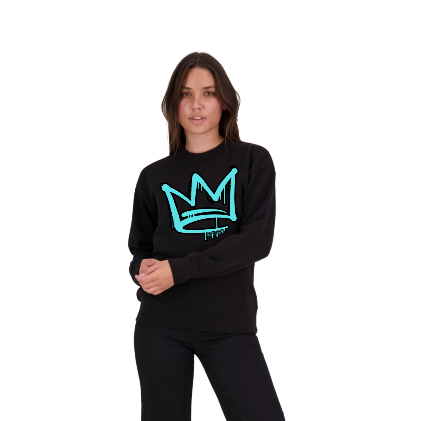 Aqua Front Crown - Womens Crew Neck