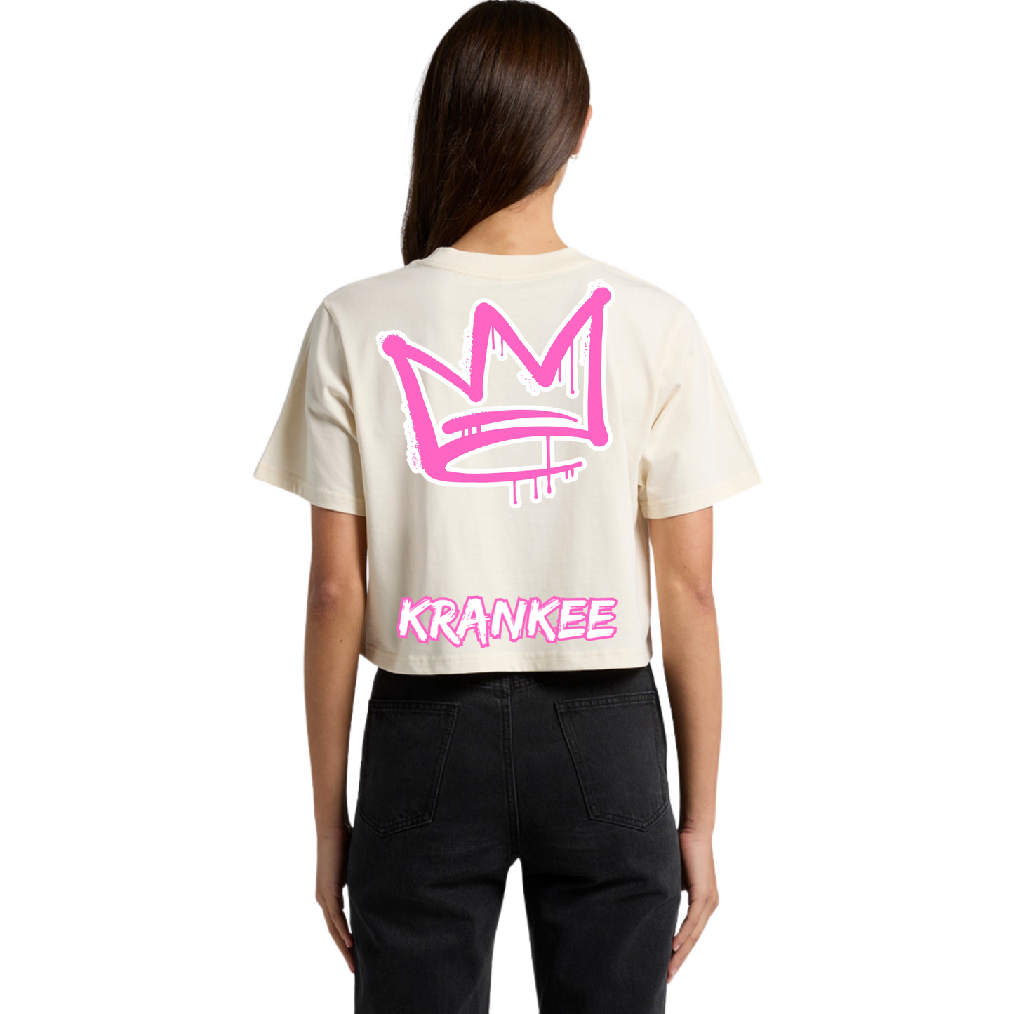 Pink Back Crown - Womens Crop Tee