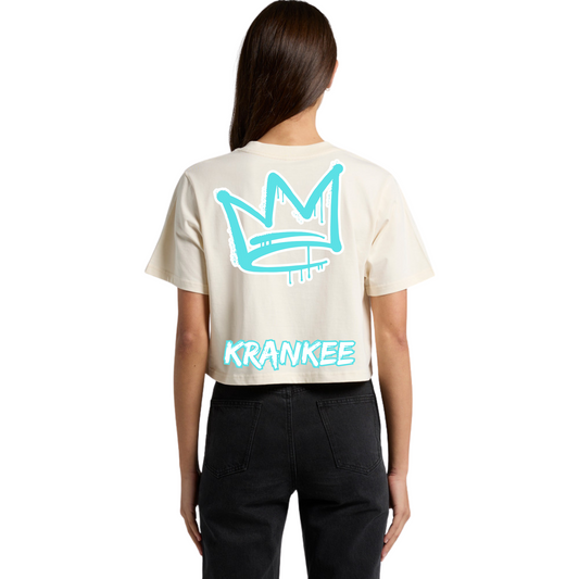 Aqua Back Crown - Womens Crop Tee