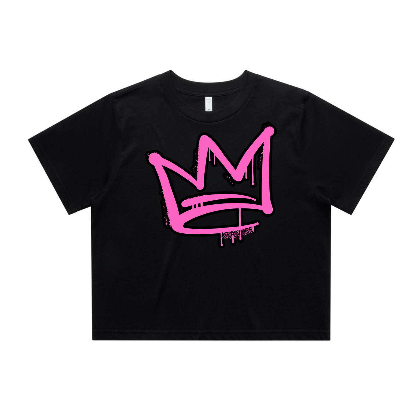 Pink Front Crown - Womens Crop Tee